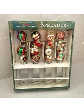 NEW Boston Warehouse Christmas Set of 4 Spreaders Opulent Ornament 1999 Vtg